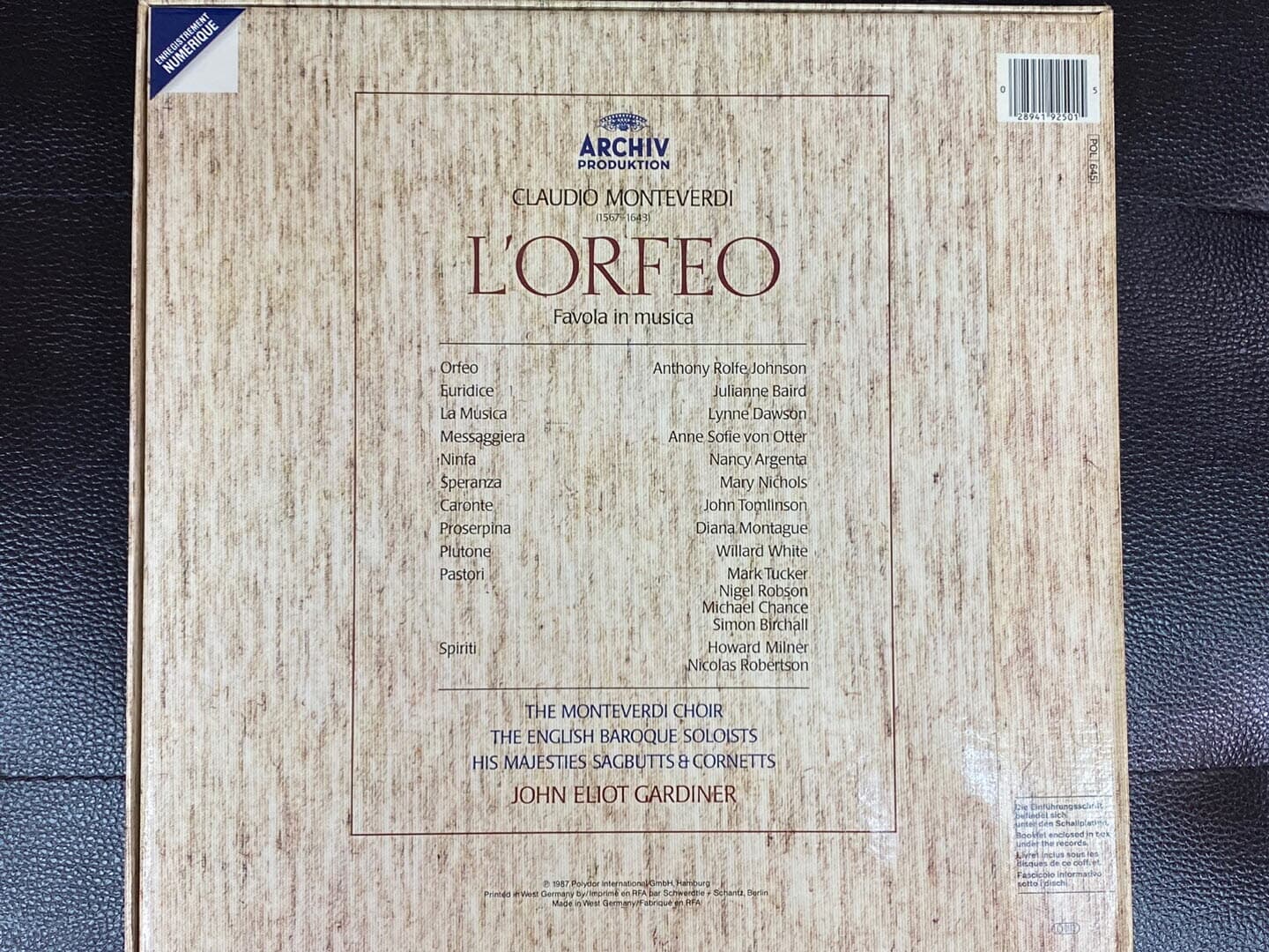 [LP] 존 엘리어트 가디너 - John Eliot Gardiner - Monteverdi L'Orfeo 2Lps [Box] [독일반]