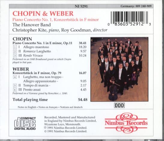 [수입] Chopin Piano Concerto No.1 / Weber Konzertstuck : Kite / Goodman