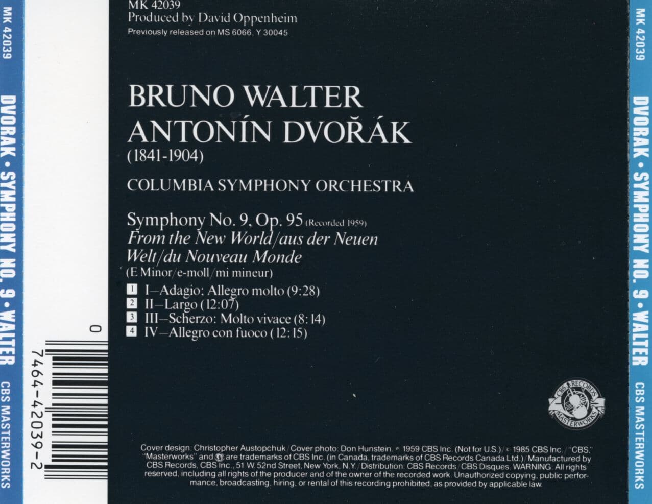 브루노 발터 - Bruno Walter - Dvorak Symphony No.9, Op.95, From The New World [U.S발매]