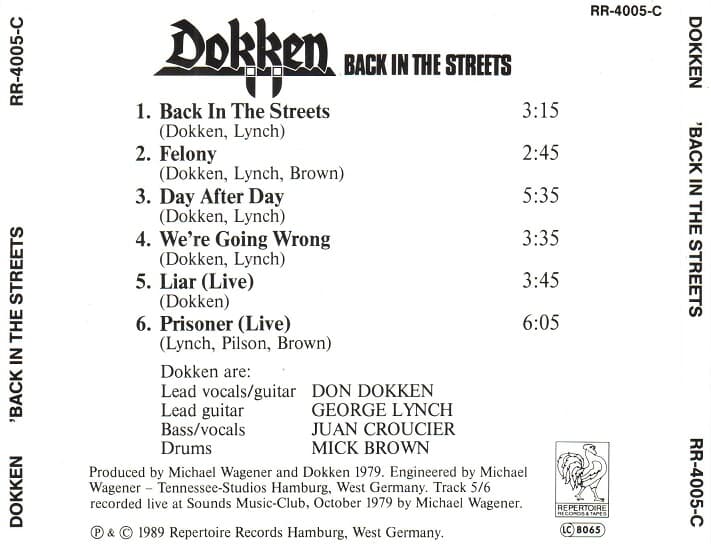 [수입] Dokken - Back In The Streets
