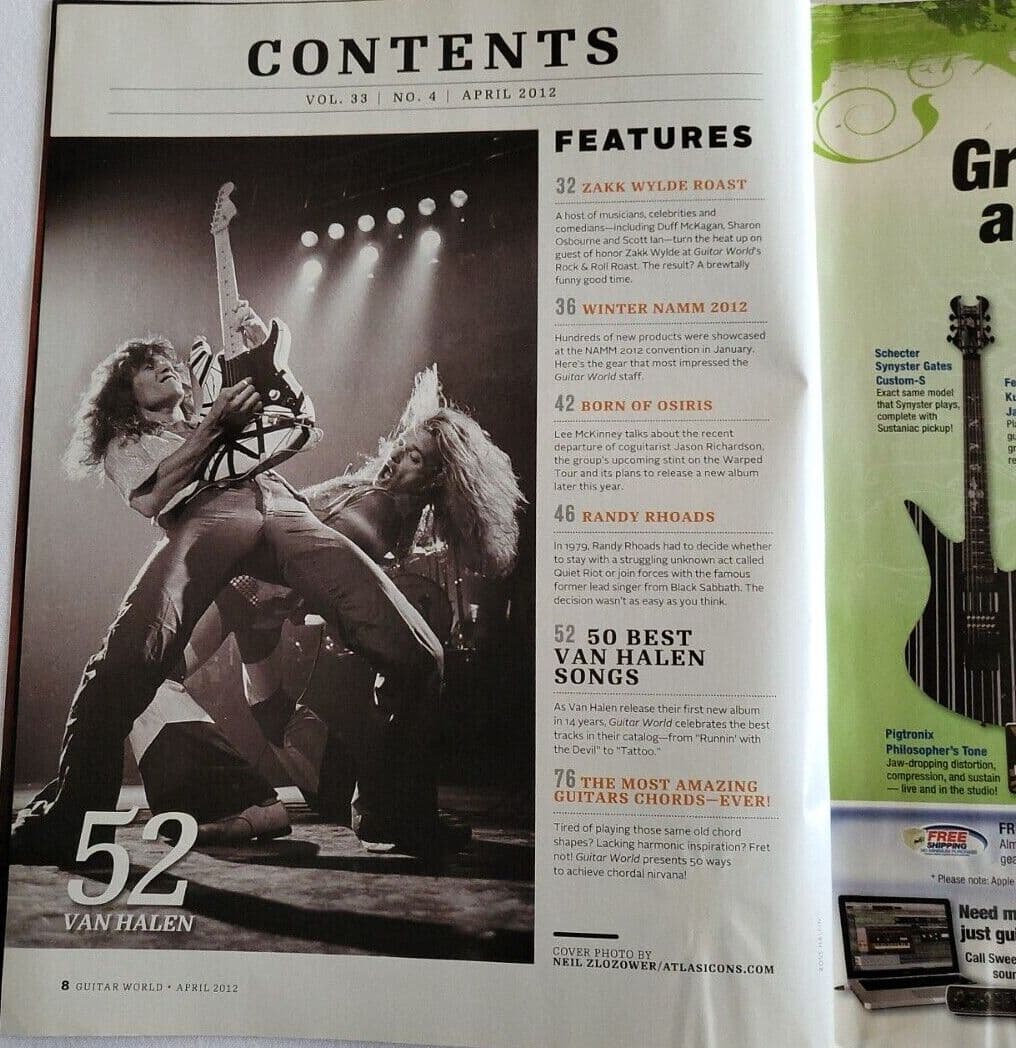 [수입잡지]Guitar Player Magazine -April 2012<50 Greatest Van Halen Songs> *Poster Included*