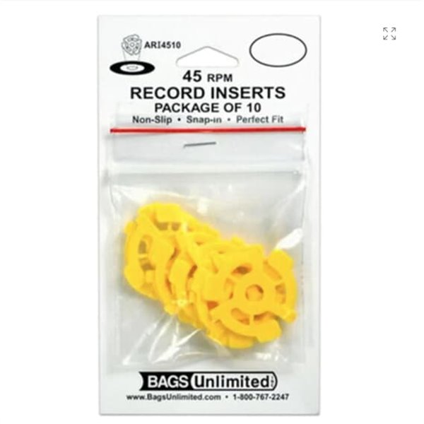 (7인치 싱글 어댑터) Bags Unlimited Ari4510 45Rpm Yellow Rec.Insert-10 (10개입) (US 수입)  