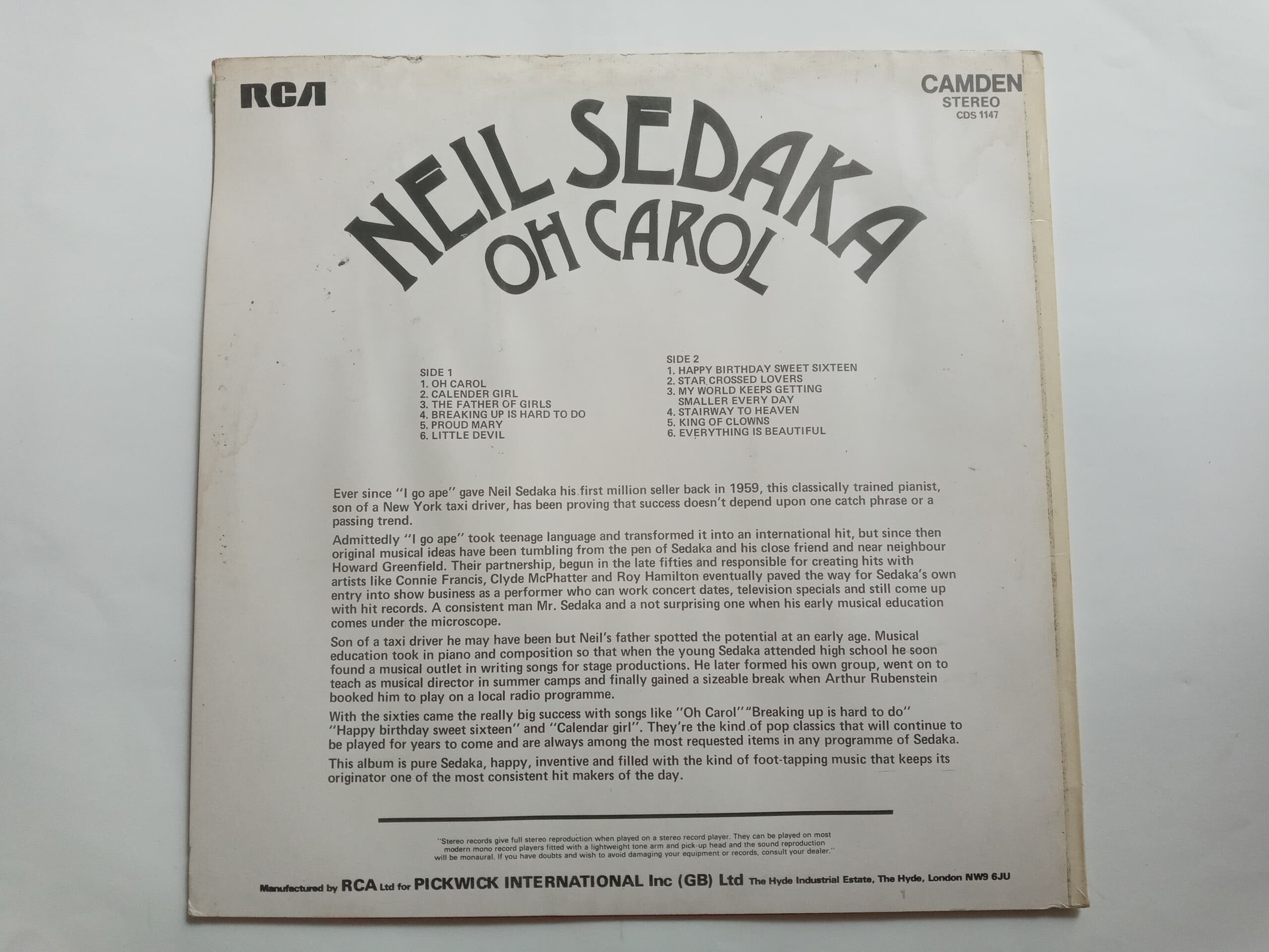 LP(수입) 닐 세다카 Neil Sedaka: Oh Carol 