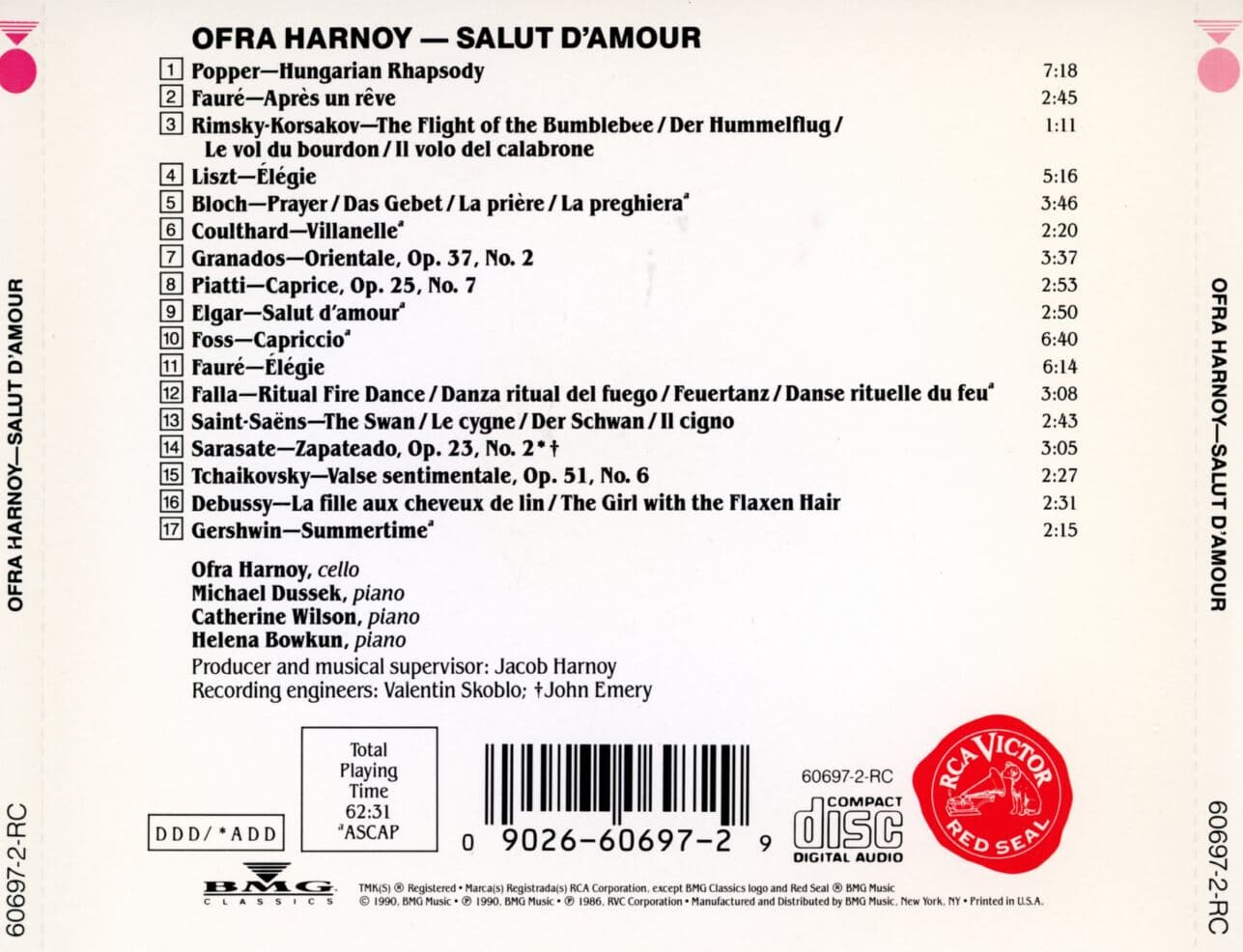 오프라 하노이 - Ofra Harnoy - Salut D'Amour (사랑의 인사) [U.S발매]