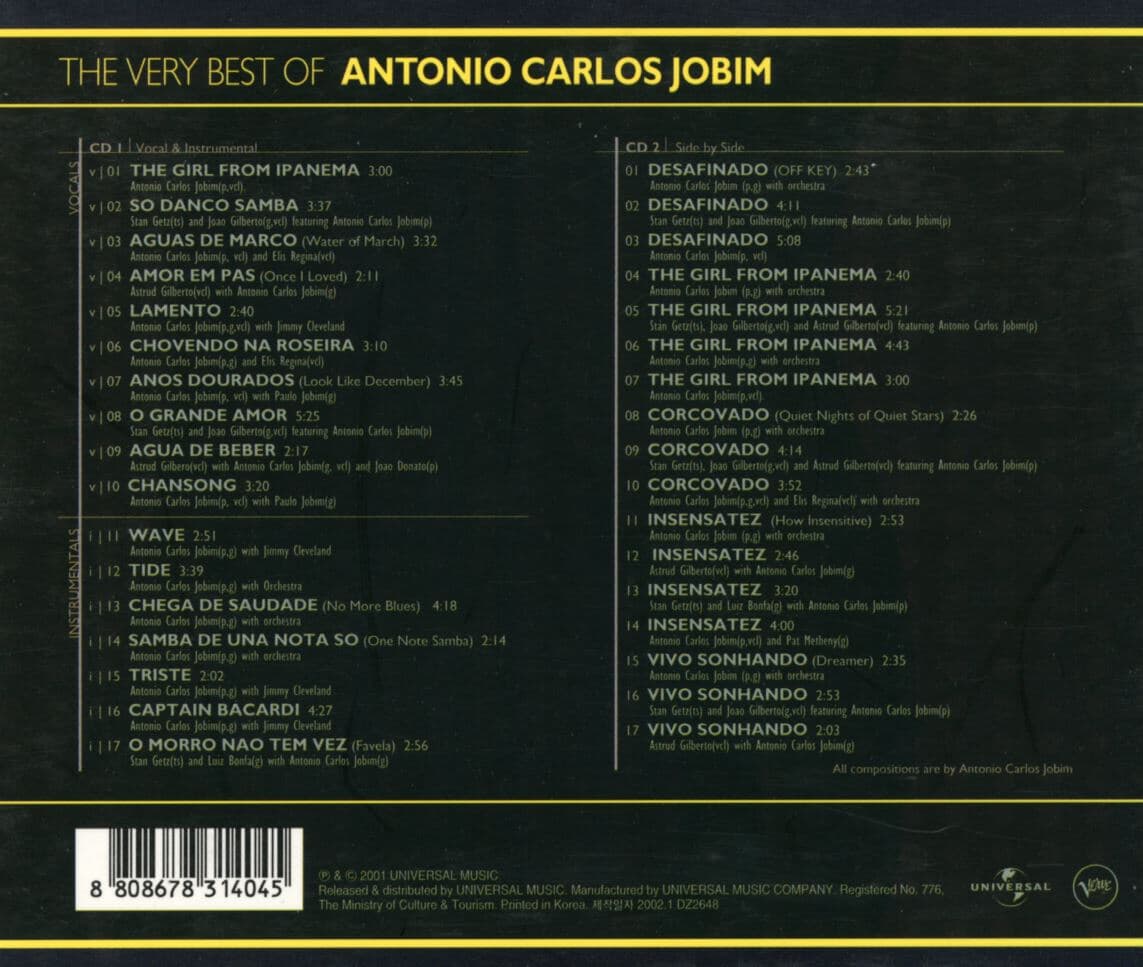 안토니오 카를로스 조빔 - Antonio Carlos Jobim - The Ver Best Of Antonio Carlos Jobim 2Cds [디지팩]