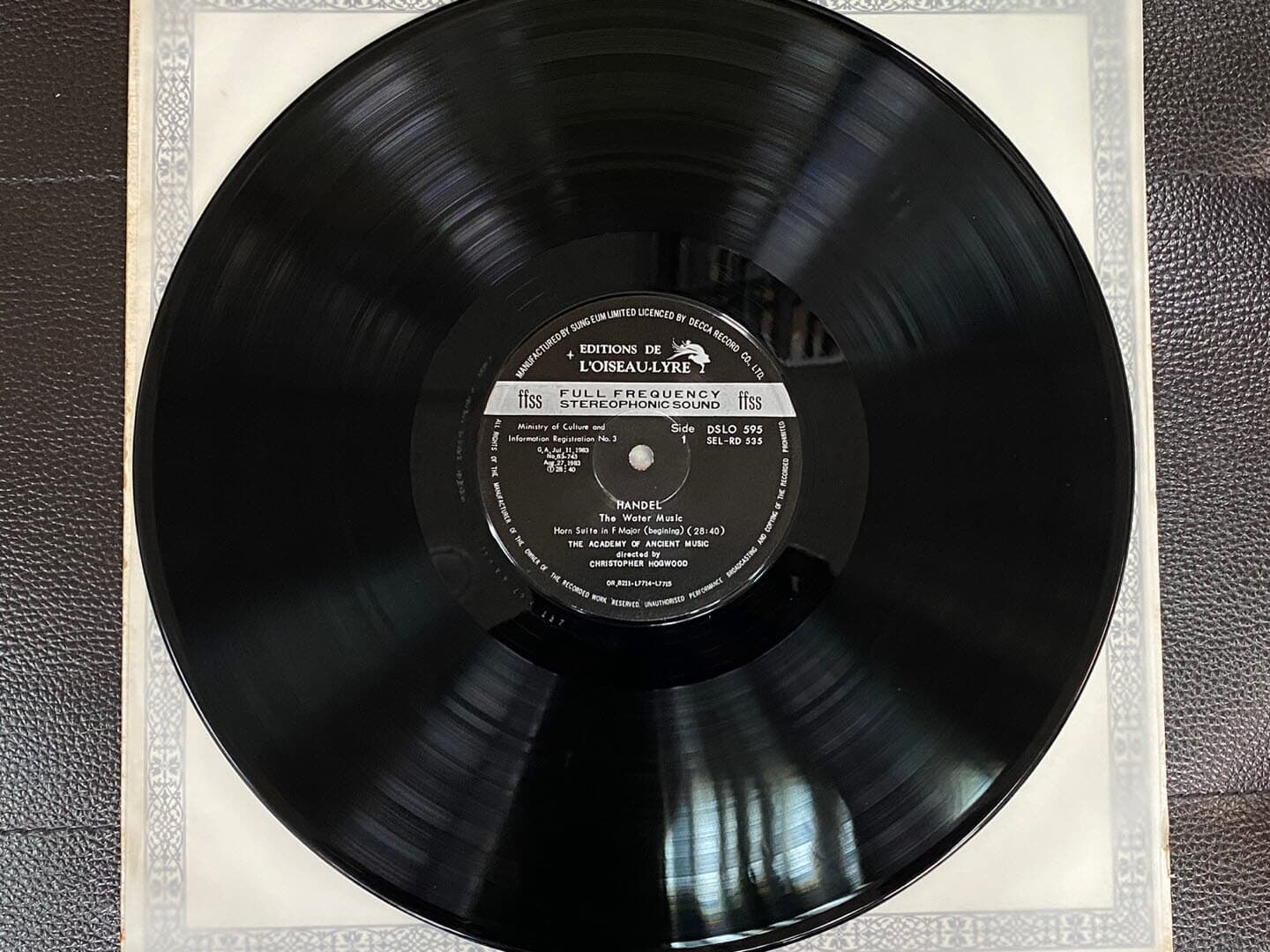 [LP] 크리스토퍼 호그우드 - Christopher Hogwood - Handel Water Music-Suite LP [성음-라이센스반]