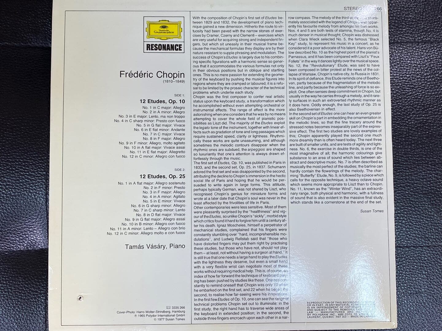 [LP] 타마스 바사리 - Tamas Vasary - Chopin 24 Etuden LP [캐나다반]