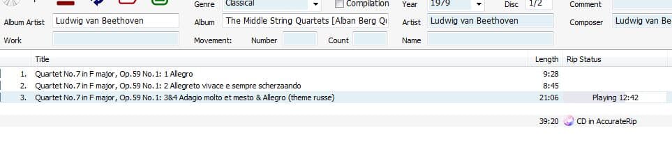 알반 베르크 콰르텟 - Alban Berg Quartet - Beethoven The Middle String Quartetse 3Cds [E.U발매]