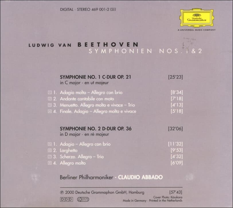 Beethoven :  Symphonie No. 1 & 2 - 클라우디오 아바도 (Claudio Abbado)(독일발매)
