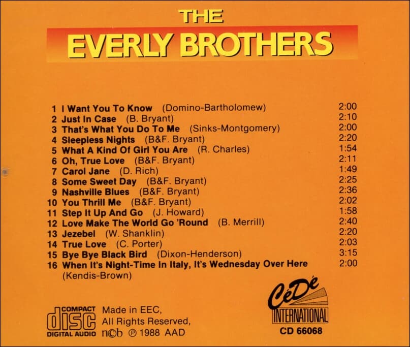 에벌리 브라더스 (The Everly Brothers) -  I Want You To Know  (EC발매)