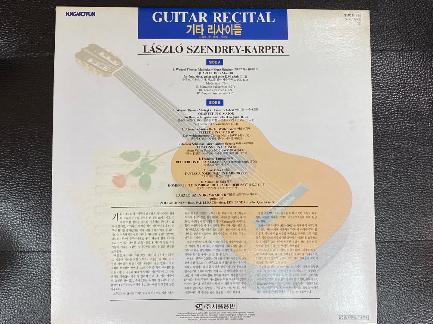 [LP] 라즐로 센드레아 카르페르 - Laszlo Szendrey-Karper - Guitar Recital LP [서울-라이센스반]