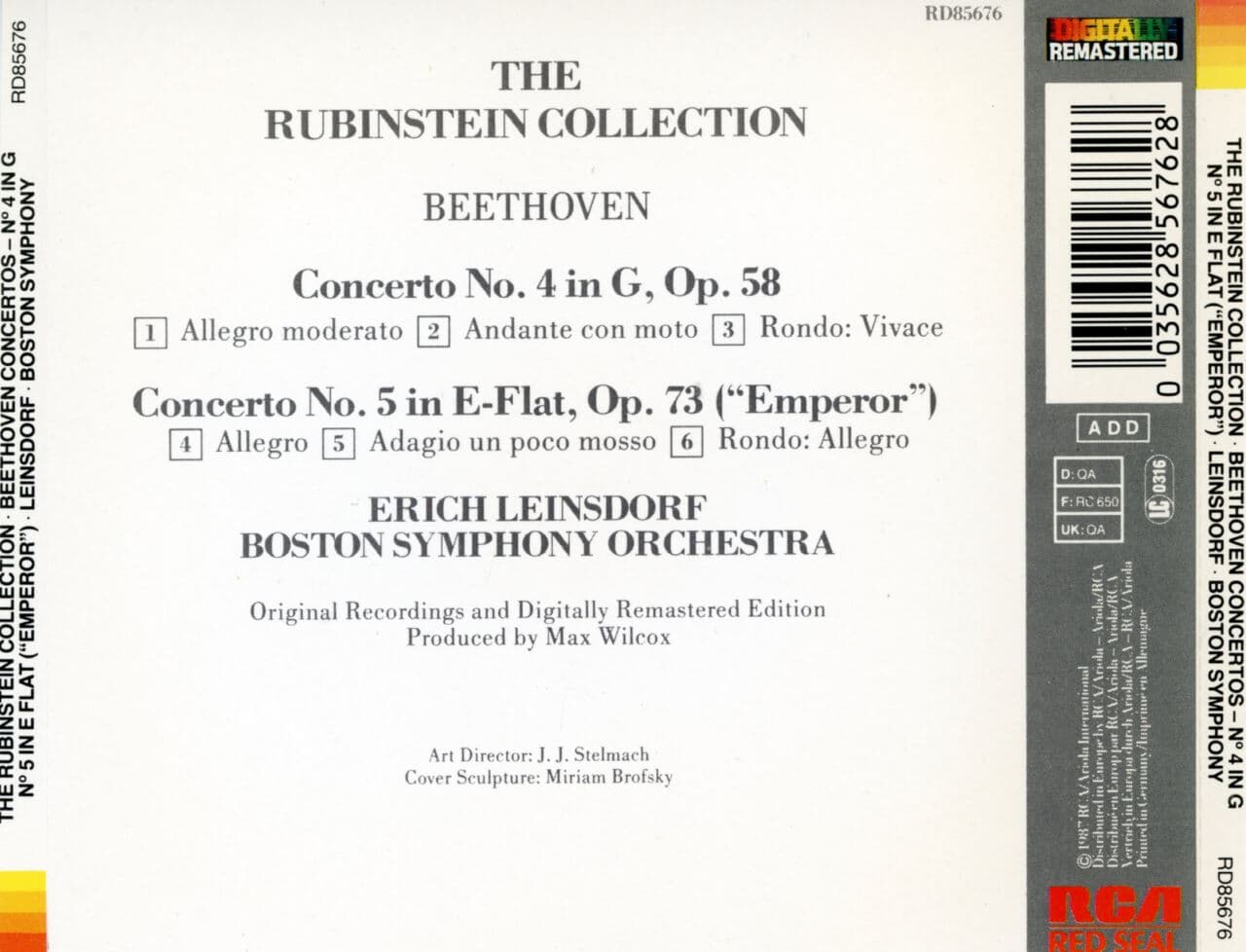 루빈스타인 - Arthur Rubinstein - Beethoven Concertos No.4 in G No.5 in E-Flat Emperor [독일발매]