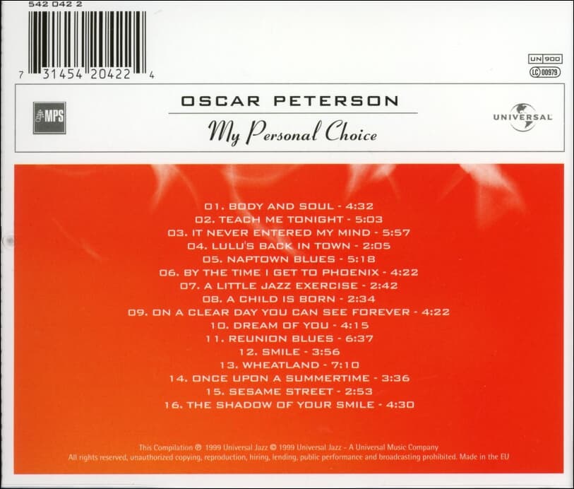 오스카 피터슨 (Oscar Peterson) - My Personal Choice(EU발매)