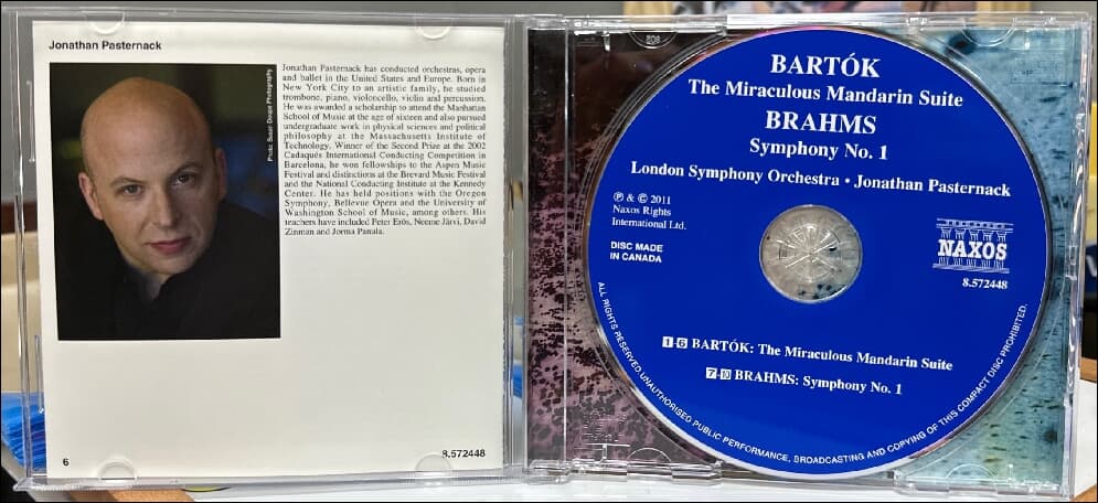 Bartok , Brahms : Symphony No. 1  (이상한 만다린 모음곡)  - 파스터낙 (Jonathan Pasternack) (USA & Canada발매)