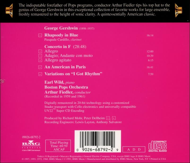 거쉰 (George Gershwin) - 랩소디 인 블루 (Rhapsody In Blue)(US발매)