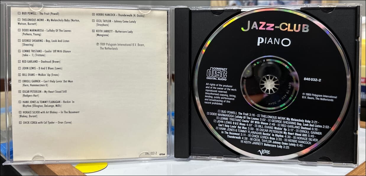 Jazz-Club  Piano - Bud Powell , Thelonious Monk ,  Charlie Parker (US발매)
