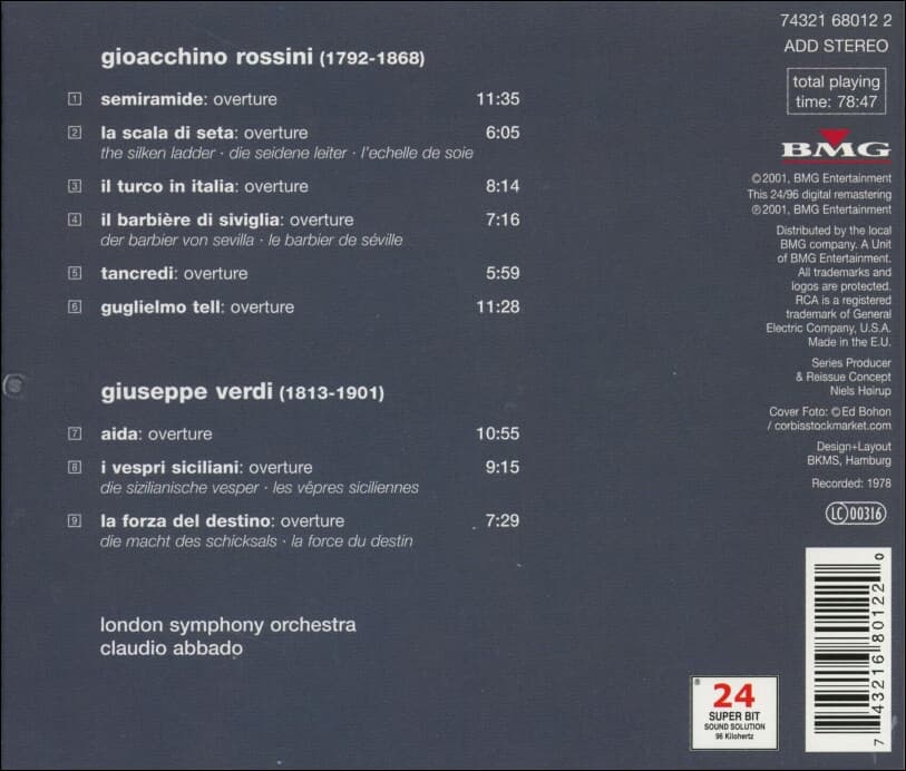 Rossini , Verdi :  Overtures (서곡집) - 클라우디오 아바도 (Claudio Abbado) (EU발매) (24bit)