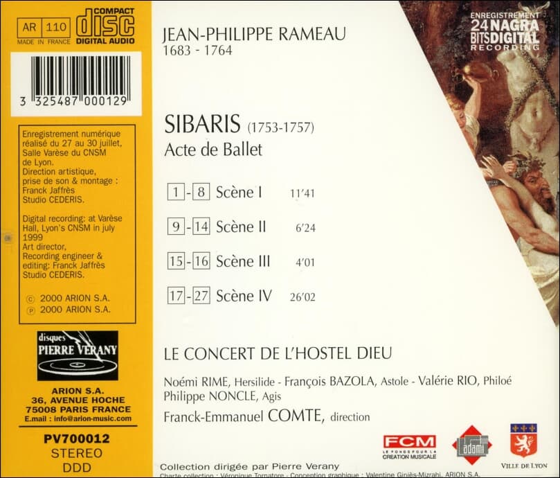 라모 (Jean-Phillipe Rameau) :  발레극 '시바리스' - 콩트 (Franck-Emmanuel Comte)(France발매)