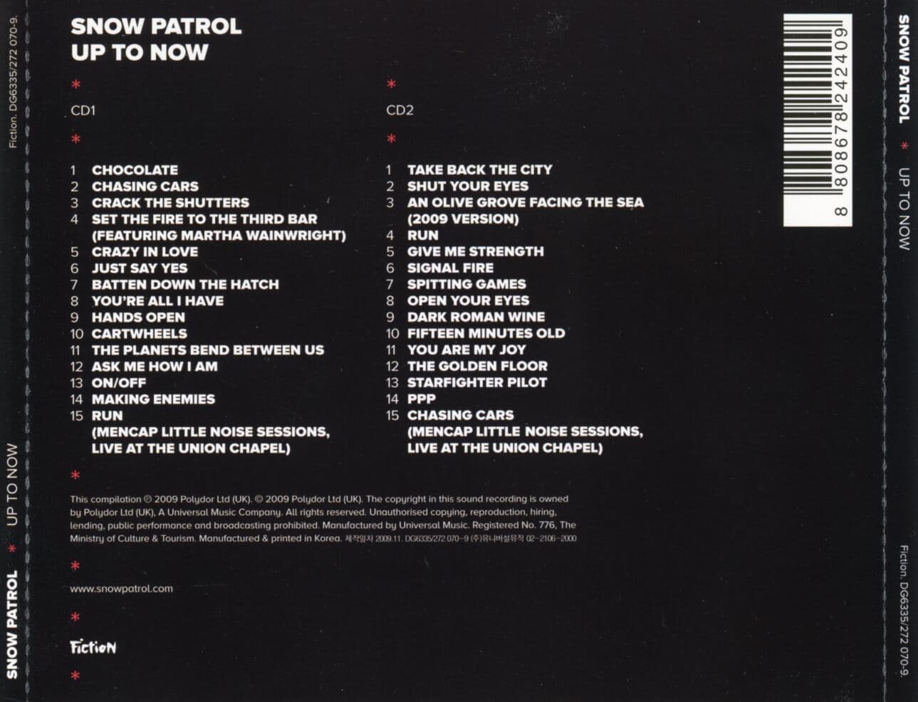 스노우 패트롤 - Snow Patrol - Up To Now [2CD 스탠다드 버전]