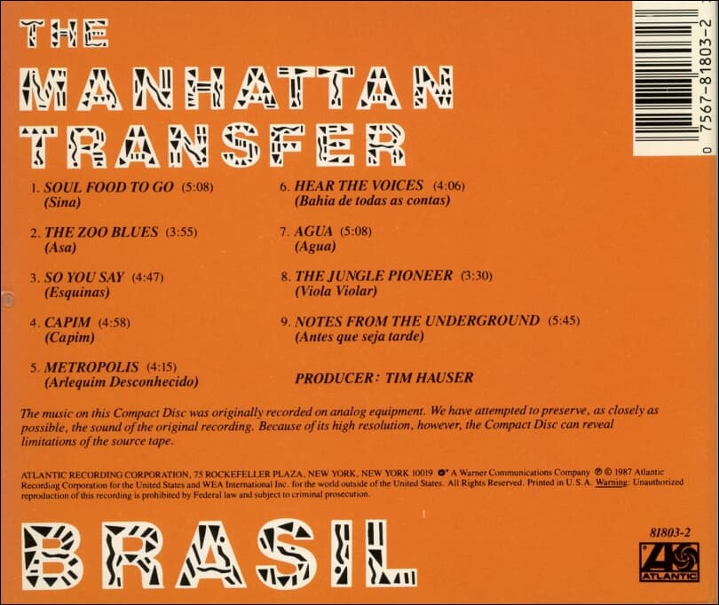 맨하탄 트랜스퍼 (Manhattan Transfer) - Brasil (US발매)