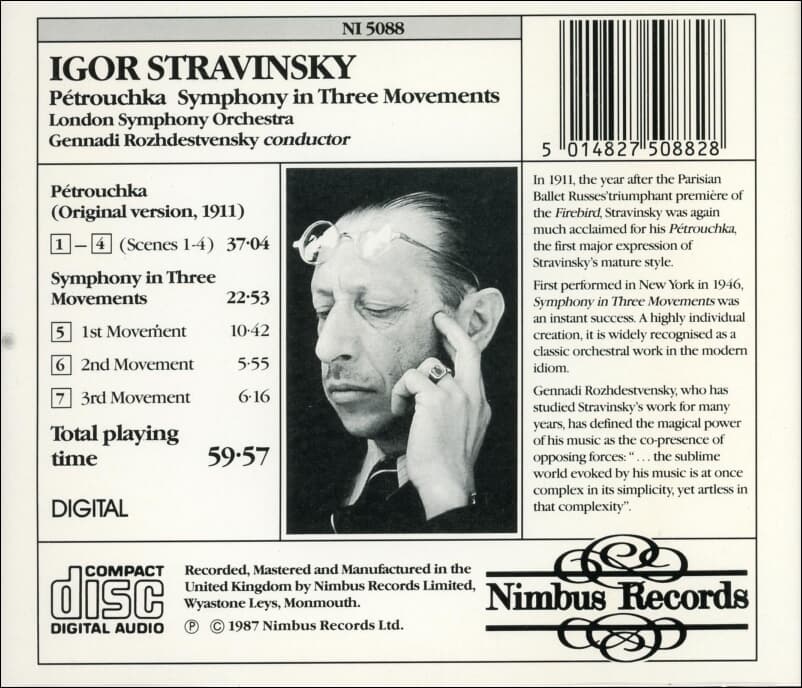 Stravinsky : Symphony In Three Movements (3악장 교향곡) - 로제스트벤스키 (Gennady Rozhdestvensky)(UK발매)
