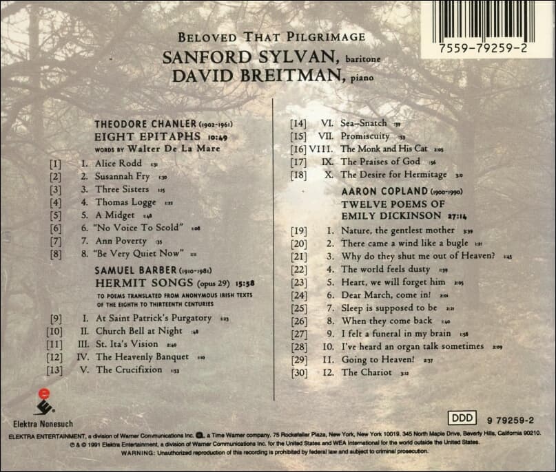 샌포드 실반 (Sanford Sylvan)With 브라이트만 (David Breitman) - Beloved That Pilgrimage(US발매)