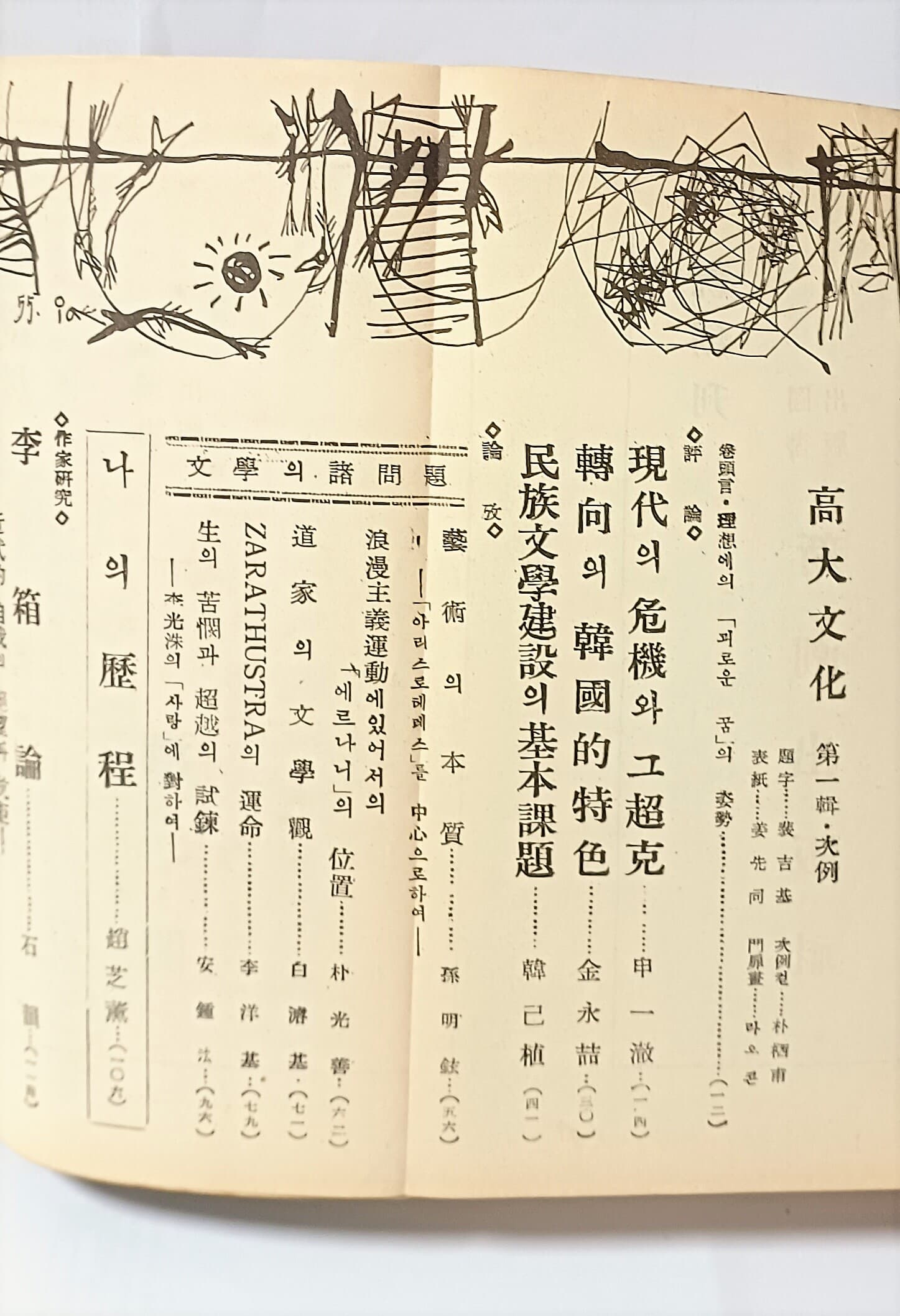 고대문화(高大文化) -고려대학교-차례컷:박서보화백-제1집- 1955년 초판,창간호(256쪽)-절판된 귀한 창간호-고서,희귀본-