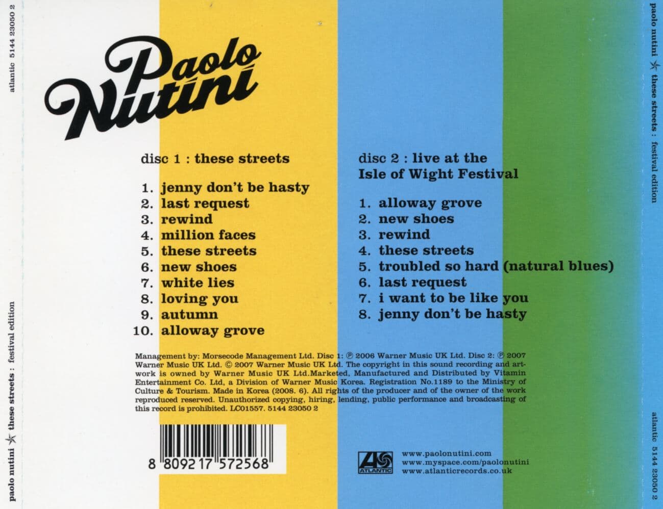 파올로 누티니 - Paolo Nutini - These Streets Festival Edition 2Cds