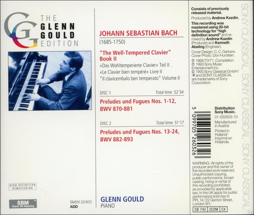 Bach : Das Wohltemperierte Clavier II (2CD) - 굴드 (Glenn Gould)(유럽발매)