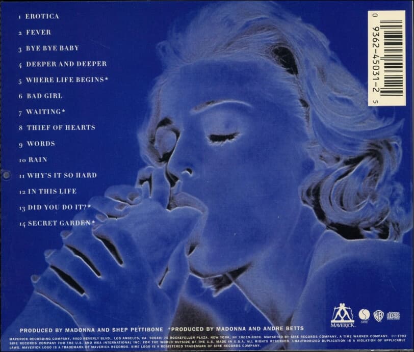마돈나 (Madonna) - Erotica (US발매)