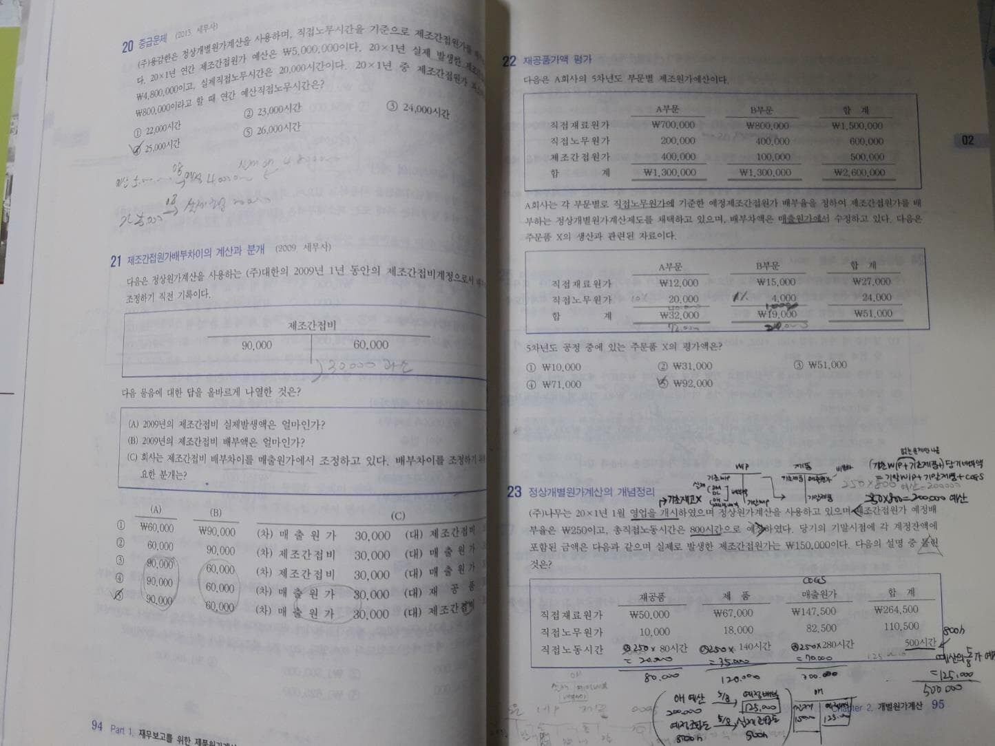 원가관리회계 + 원가관리회계 서브노트 /(두권/김용남/사진 및 하단참조)