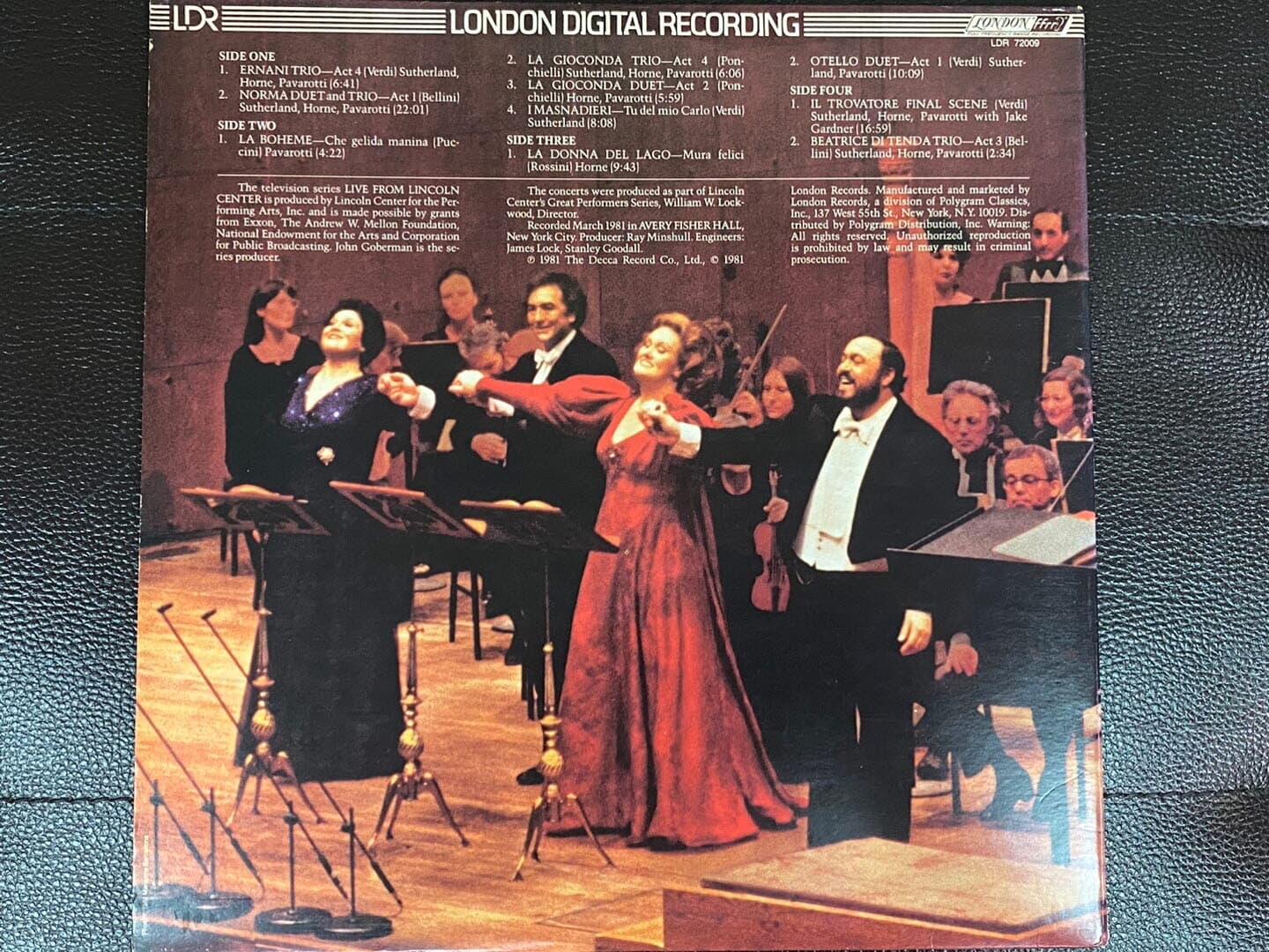 [LP] 파바로티,조안 서덜랜드,마릴린 혼,리차드 보닝 - Pavarotti - Live From Lincoln Center 2Lps [U.S반]