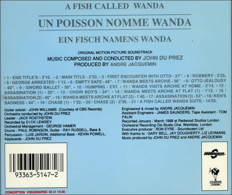 존 두 프레즈 (John Du Prez) -  A Fish Called Wanda (완다라는 이름의 물고기) : OST(France 발매)