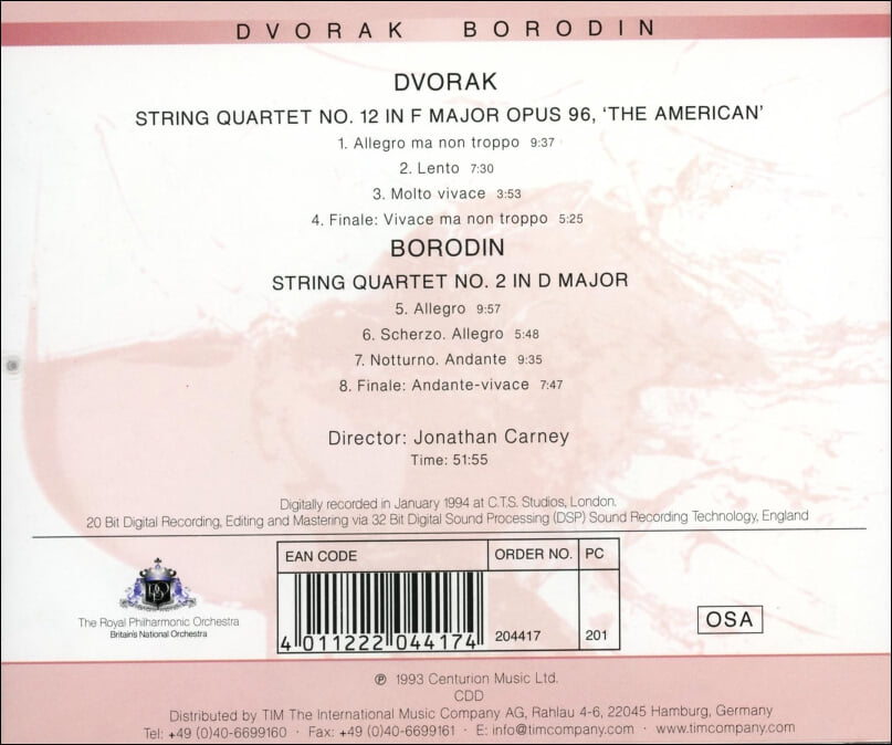 Dvorak , Borodin : Quartet No. 12 In F Major, Opus 96, 'The American'  - 키스 바클스 (Kees Bakels)(독일발매)
