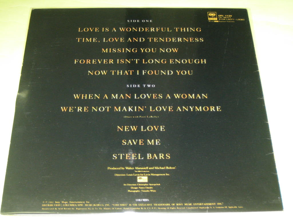 Michael Bolton - Time, Love & Tenderness ,,, LP음반