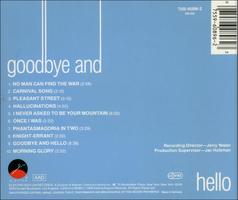 팀 버클리 (Tim Buckley) - Goodbye And Hello (독일발매)
