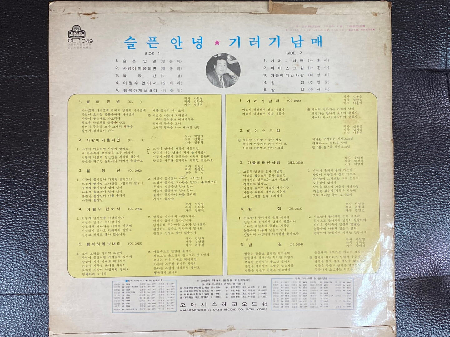 [LP] 정훈희,나훈아 - 슬픈 안녕,기러기 남매 LP [오아시스 OL-1049]