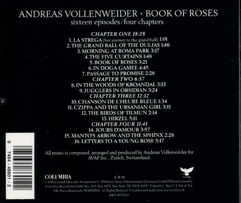 안드레아스 폴렌바이더 (Andreas Vollenweider) - Book Of Roses(US발매)
