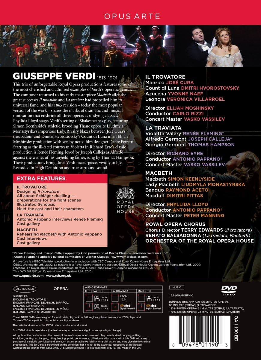 [블루레이] Verdi Collection (Royal Opera) Il Trovatore - La Traviata - Macbeth