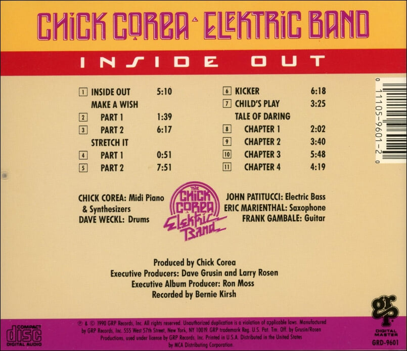 칙 코리아 일렉트릭 밴드 (Chick Corea Elektric Band) -  Inside Out(US발매)