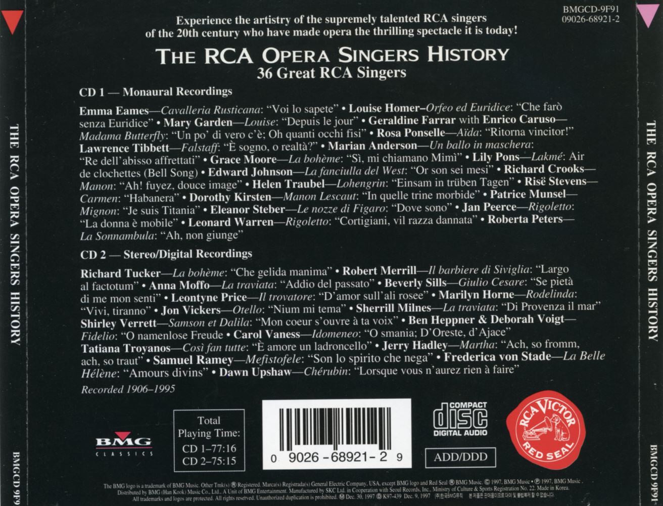 The RCA Opera Singers History - 36 Great RCA Singers 2Cds