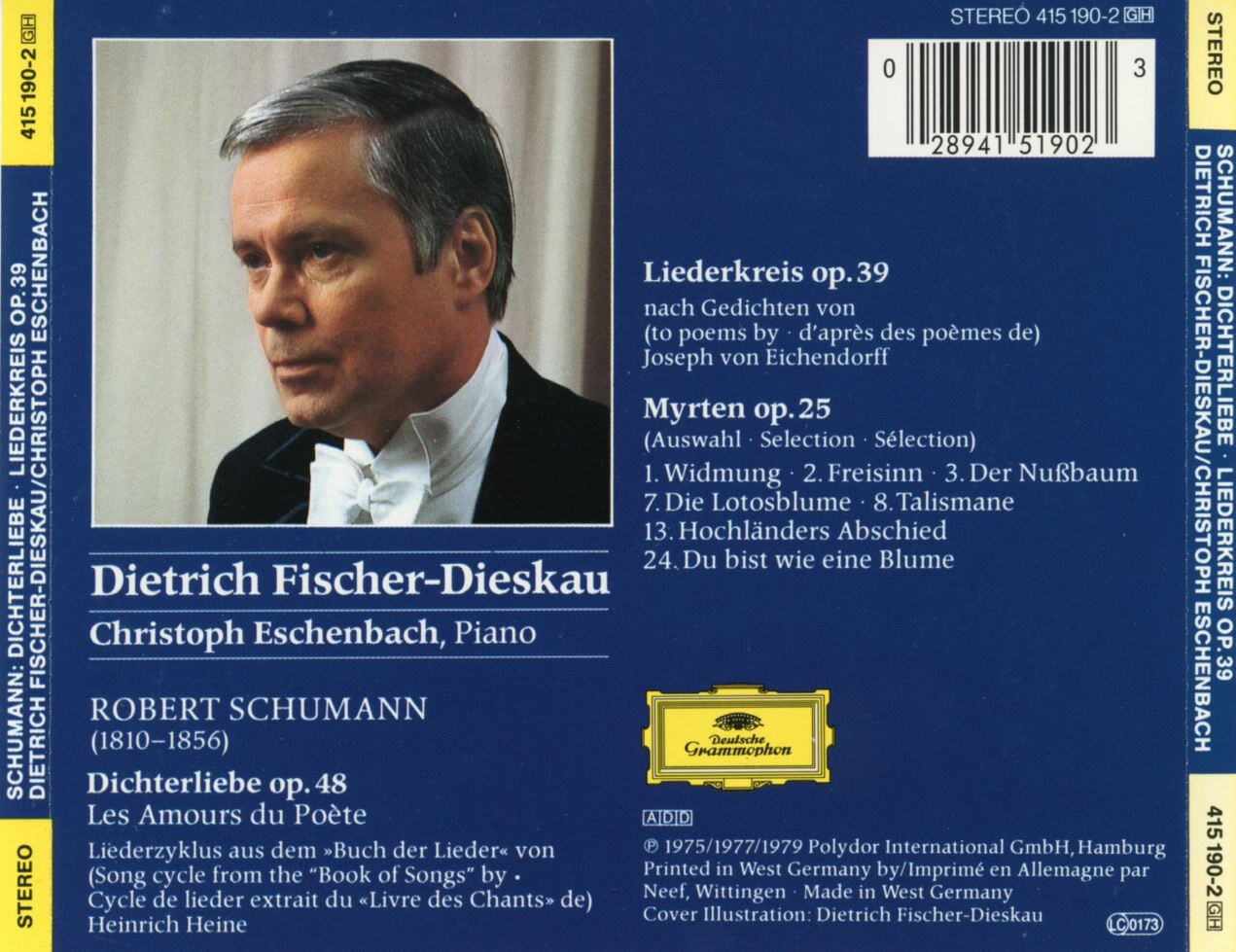 디트리히 피셔 디스카우 - Dietrich Fischer-Dieskau - Schumann Dichterliebe, Liederkreis [독일발매]