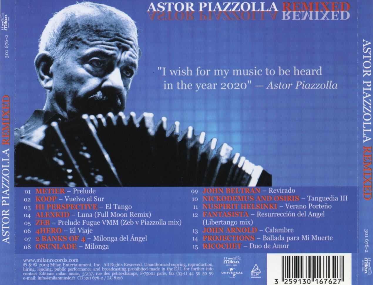아스토르 피아졸라 리믹스 - Astor Piazzolla Remixed [E.U발매]