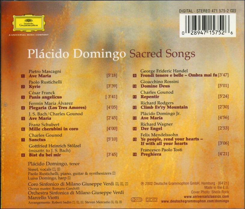 도밍고 (Placido Domingo) - Sacred Songs (영혼의 노래) (EU발매)