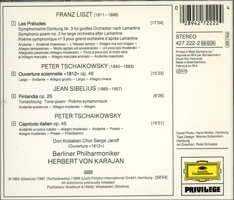 Tchaikovsky : Ouverture 1812 , Capriccio Italien - Karajan(독일발매)