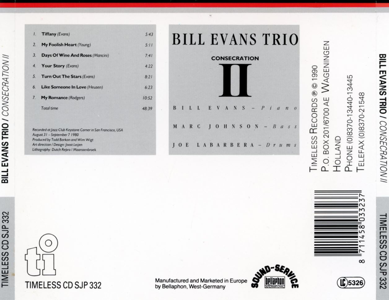 빌 에반스 트리오 - Bill Evans Trio - Consecration II [독일발매]