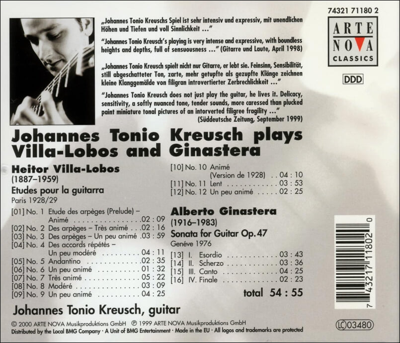 빌라 로보스 (Heitor Villa-Lobos) (작곡가),크로이쉬 (Johannes Tonio Kreusch) - 기타 작품집  (EU발매)
