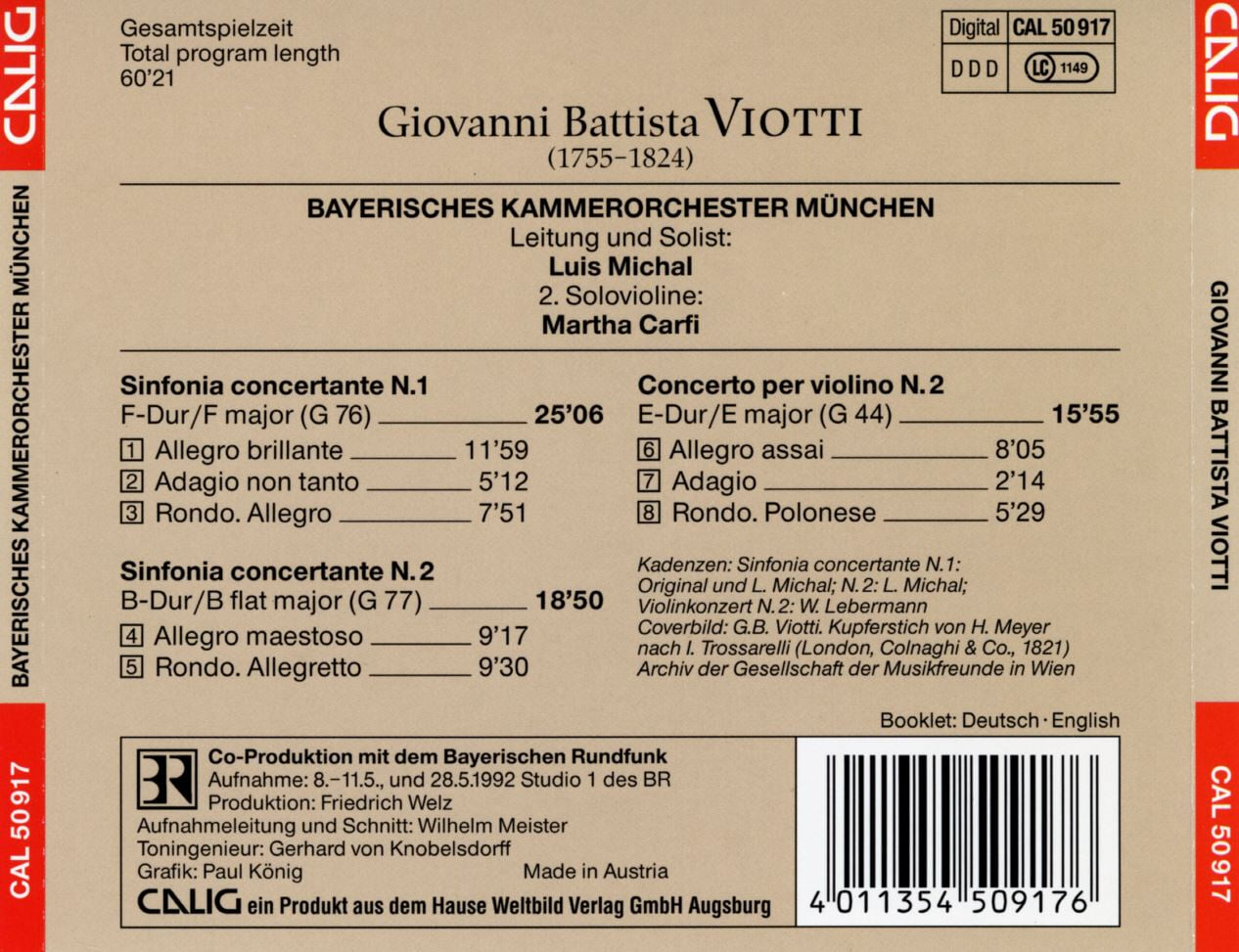 Bayerisches Kammerorchester Munchen - Viotti Sinfonie concertanti N. 1 & 2 [오스트리아발매]