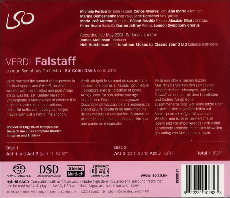 Verdi : 팔스타프(Falstaff) - 콜린 데이비스(Colin Davis) (2CD) (UK발매)(SACD)