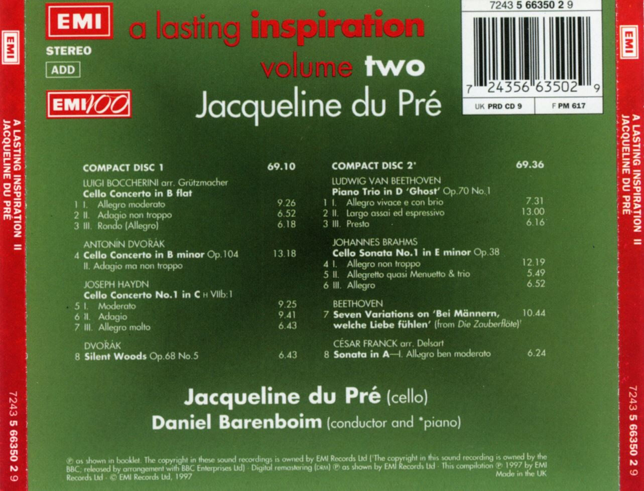 재클린 뒤 프레 - Jacqueline Du Pre - A Lasting Inspiration Volume Two 2Cds [U.K발매]